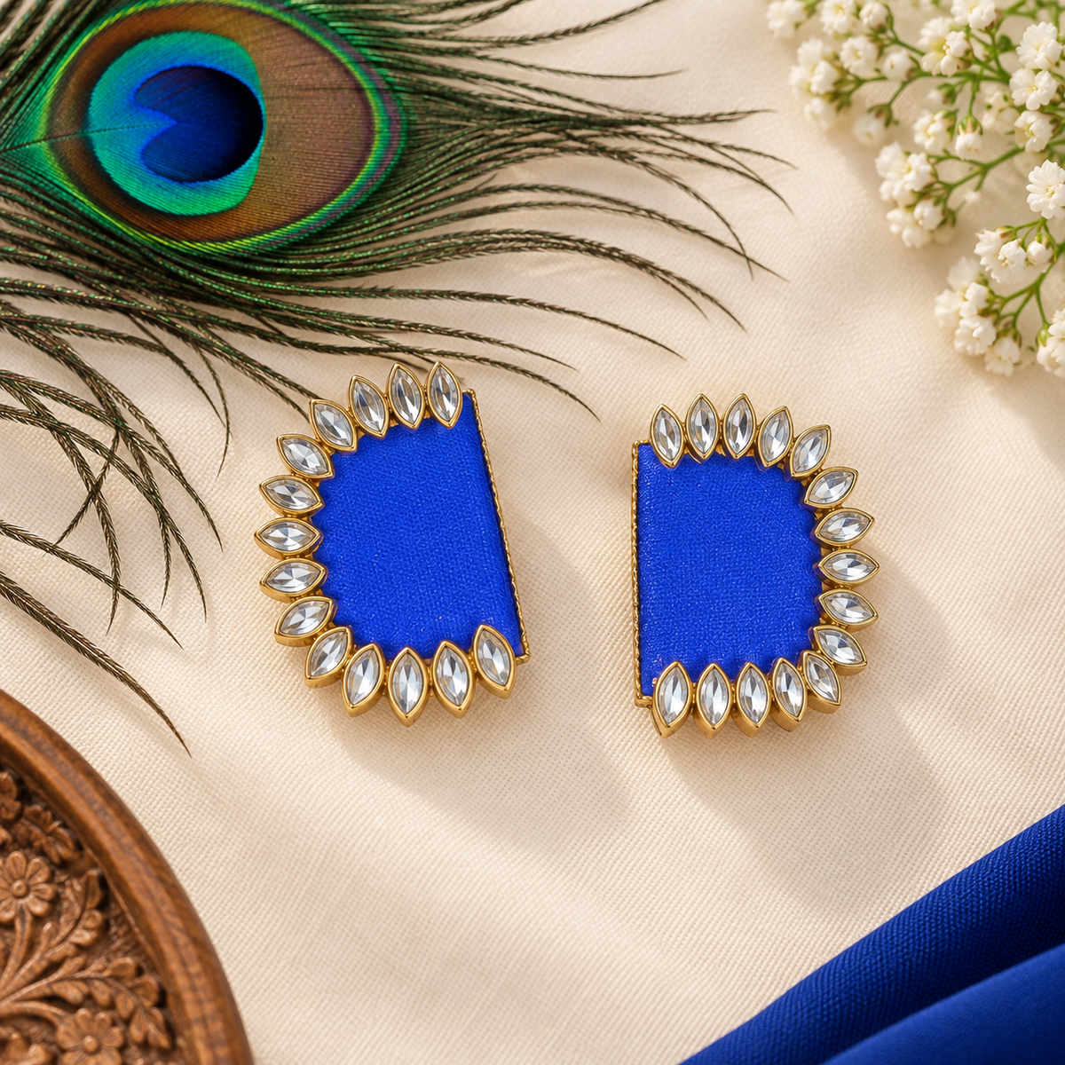 Festive Fabric Kundan Studs