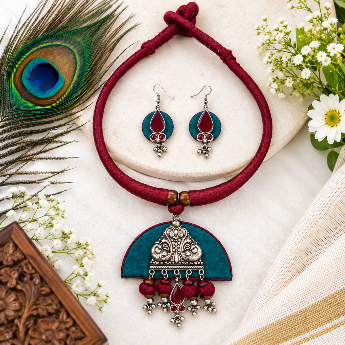 Green And Red Necklce Set