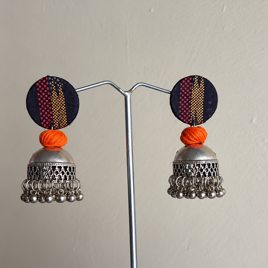 Fabric Navy Blue Jhumki