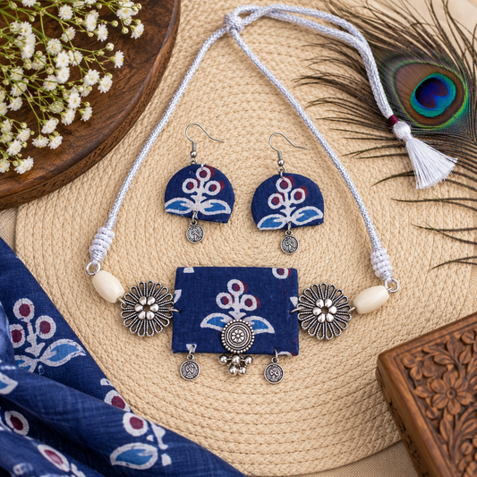 Blue Oxidized Choker Set