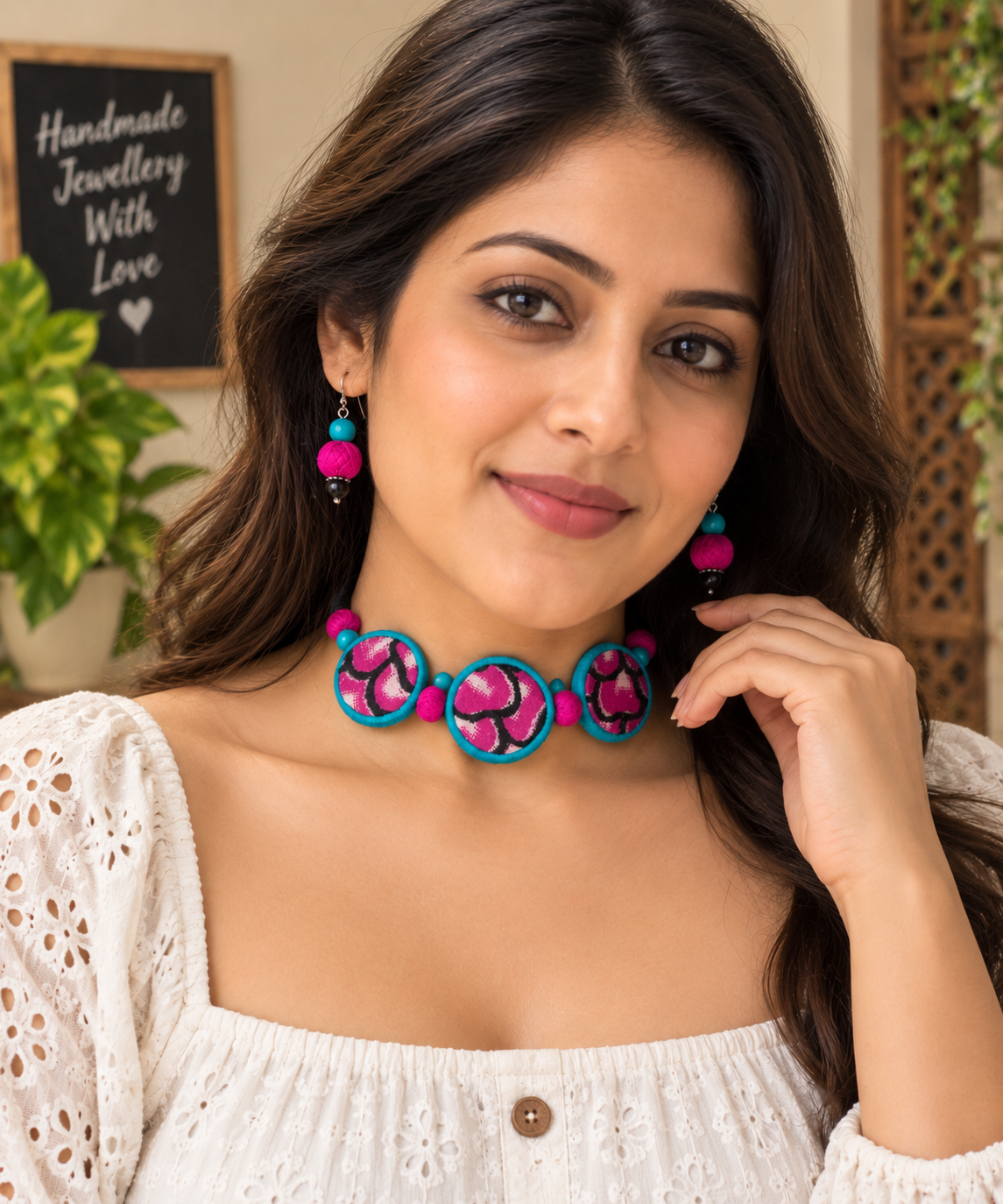 Pink and Blue Choker set