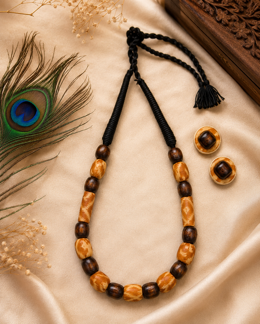 Orange wooden bead set