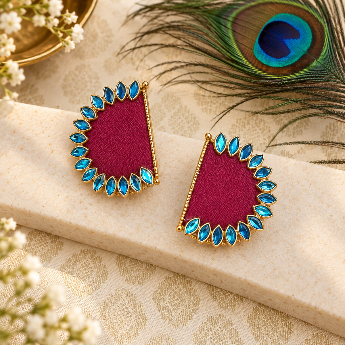 Festive Fabric Kundan Studs