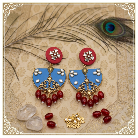 Festive Red and Blue combo earring