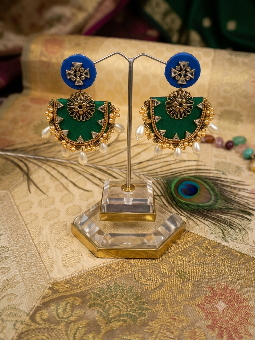 Festive Green and Blue Combo Earring