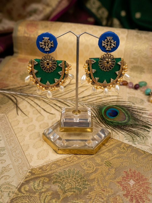 Festive Green and Blue Combo Earring