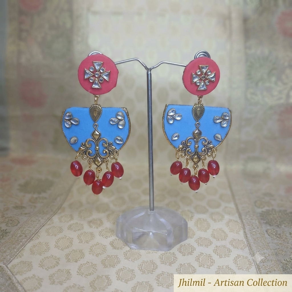 Festive Red and Blue combo earring