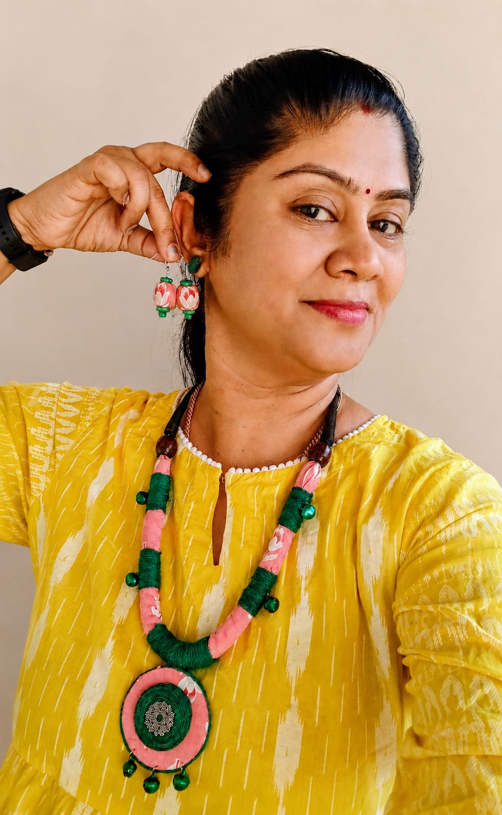 Banjara Boho style pink and green fabric set