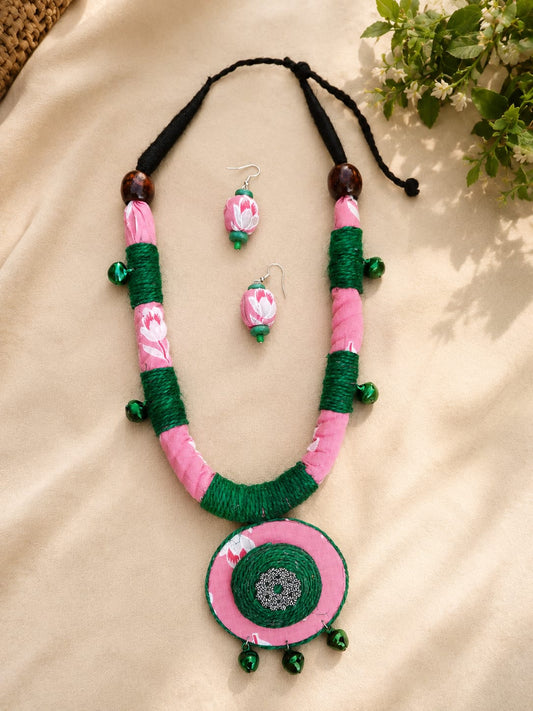 Banjara Boho style pink and green fabric set