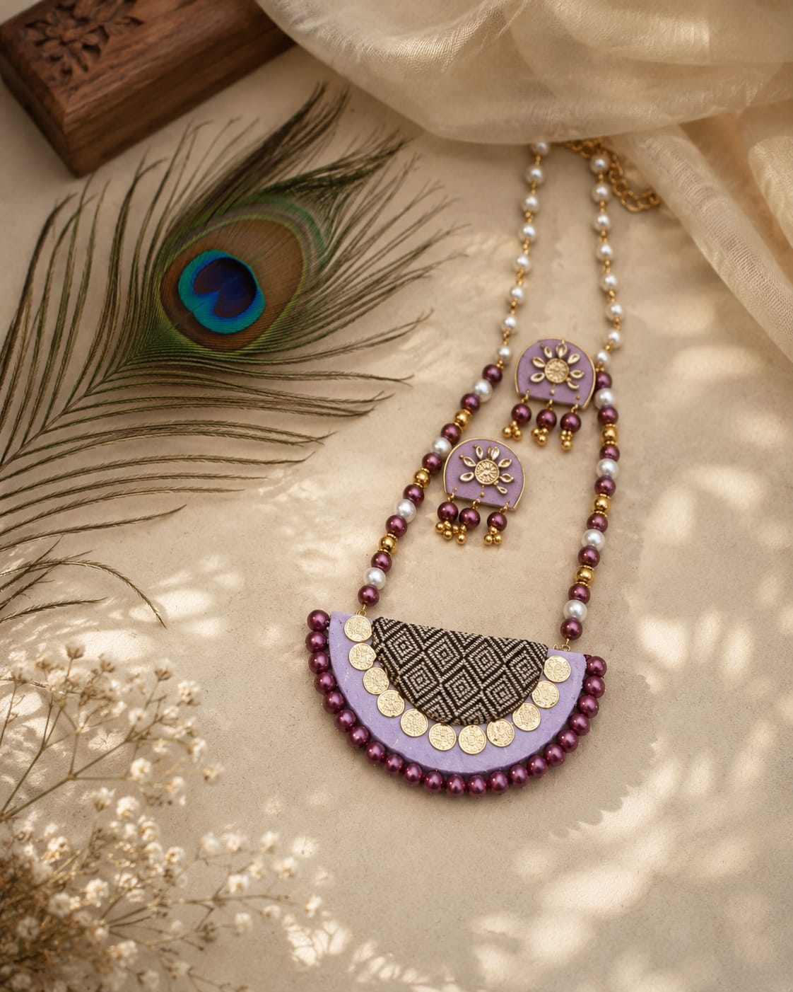 Festive Lavender and Wine Color Bead Combo Set
